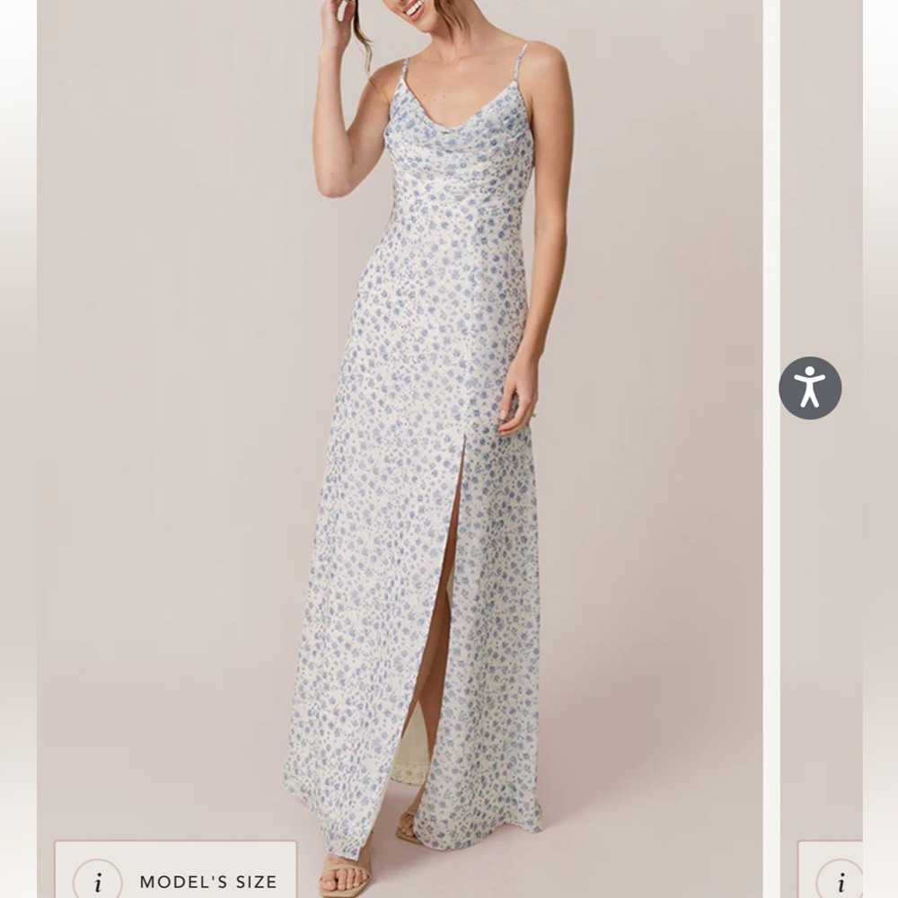 Ember Chiffon Revelry Floral Print Dress in French Blue Posey